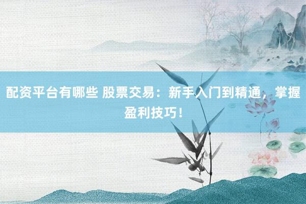 配资平台有哪些 股票交易：新手入门到精通，掌握盈利技巧！