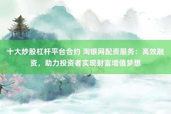 十大炒股杠杆平台合约 淘银网配资服务：高效融资，助力投资者实现财富增值梦想