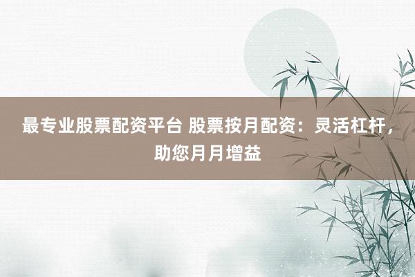 最专业股票配资平台 股票按月配资：灵活杠杆，助您月月增益