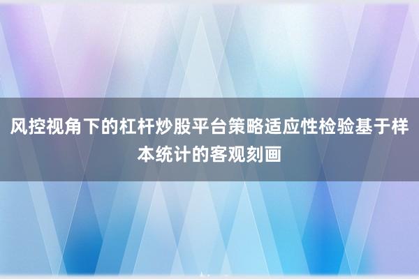 风控视角下的杠杆炒股平台策略适应性检验基于样本统计的客观刻画