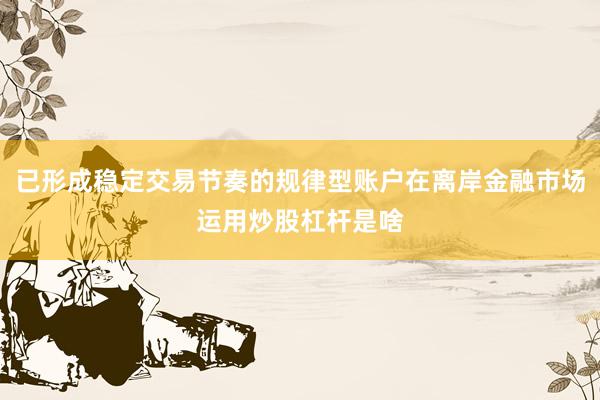 已形成稳定交易节奏的规律型账户在离岸金融市场运用炒股杠杆是啥