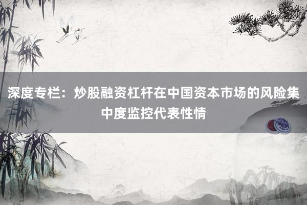 深度专栏：炒股融资杠杆在中国资本市场的风险集中度监控代表性情