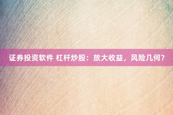 证券投资软件 杠杆炒股：放大收益，风险几何？