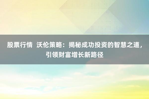 股票行情  沃伦策略：揭秘成功投资的智慧之道，引领财富增长新路径