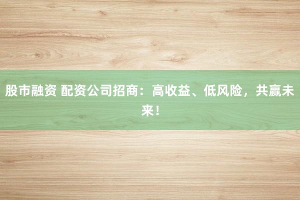 股市融资 配资公司招商:高收益、低风险,共赢未来!