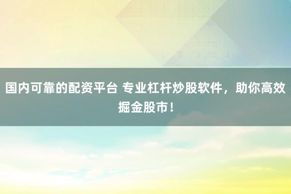 国内可靠的配资平台 专业杠杆炒股软件,助你高效掘金股市!