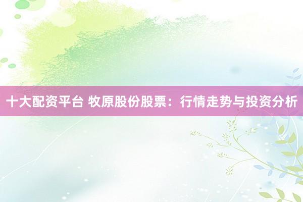 十大配资平台 牧原股份股票：行情走势与投资分析