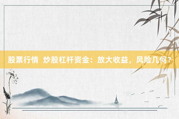 股票行情  炒股杠杆资金：放大收益，风险几何？