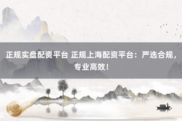 正规实盘配资平台 正规上海配资平台：严选合规，专业高效！