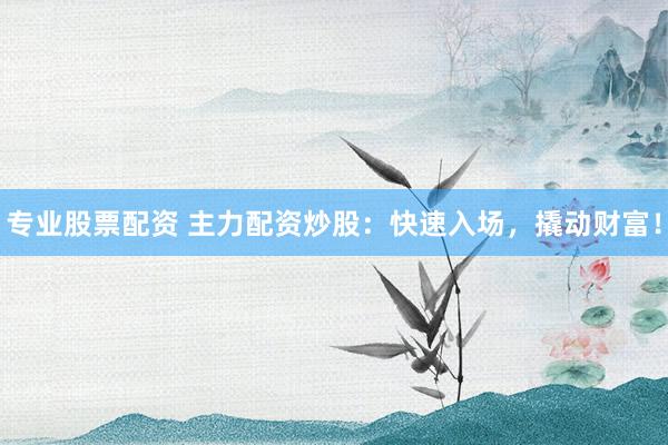 专业股票配资 主力配资炒股：快速入场，撬动财富！