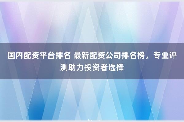 国内配资平台排名 最新配资公司排名榜，专业评测助力投资者选择